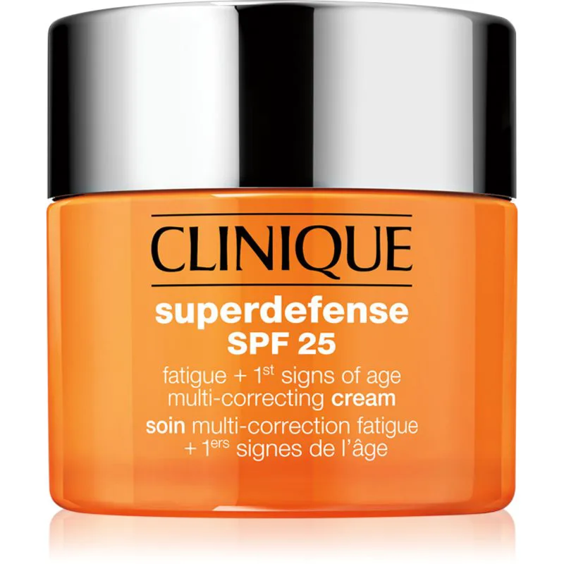 Clinique Superdefense™ SPF 25 Fatigue + 1st Signs Of Age Multi-Correcting Cream κρέμα κατά τα πρώτα σημάδια γήρανσης για ξηρή και μικτή επιδερμίδα SPF
