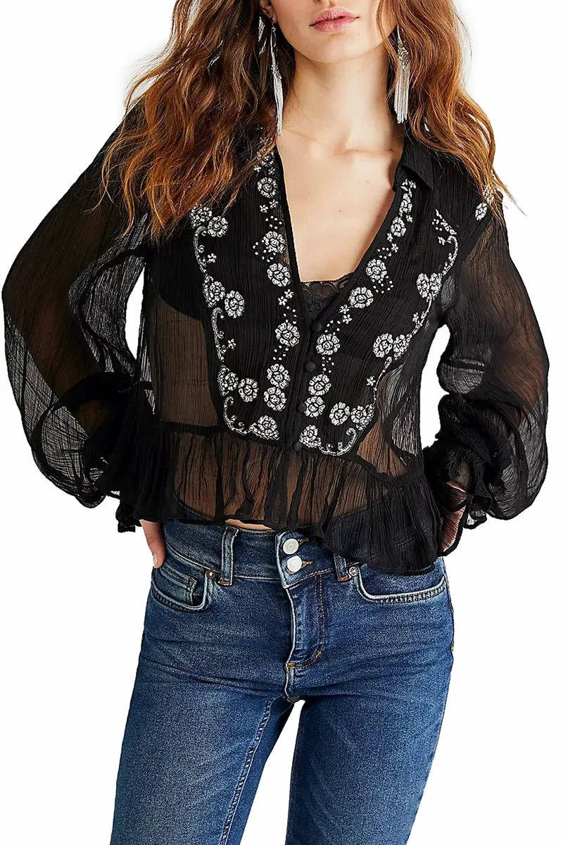 Top Free People Kasey Embellished OB1480417-0010 Γυναικείο