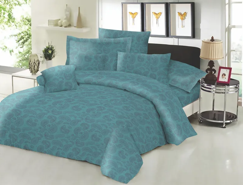 Σετ Σεντόνια Εμπριμέ Polycotton Μονά Με Λάστιχο 100x200+22εκ. Lahor Petrol Komvos Home 7001648-66F (Τύπος κατωσέντονου: Με Λάστιχο, Ύφασμα: 50% Cotton-50% Polyester, Χρώμα: Πετρόλ , Μέγεθος: Μονά) - KOMVOS HOME - 7001648-66F