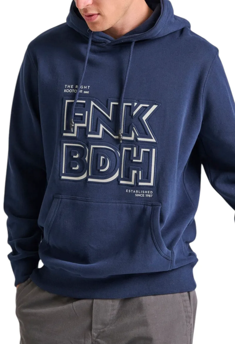 Μπλούζα Μακρυμάνικη Funky Buddha Hoodie With Embossed Print On Chest FBM010-018-06-NAVY Ανδρικό