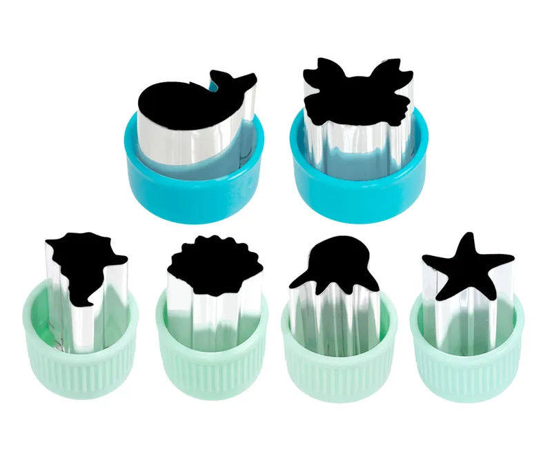 Lekkabox Stainless Steel Cutters, 6 Set - Sea Creatures