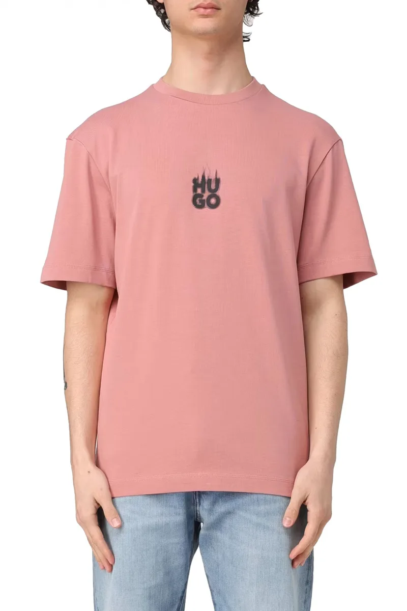 HUGO T-SHIRT DALSAR RELAXED FIT LOGO ΡΟΖ