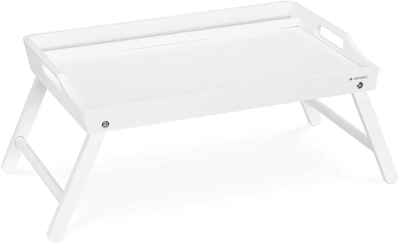 Navaris Bamboo Folding Serving Table - Ξύλινη Βάση από Μπαμπού / Δίσκος Πρωινού για το Κρεβάτι με Πτυσσόμενα Πόδια - White (54272.02)