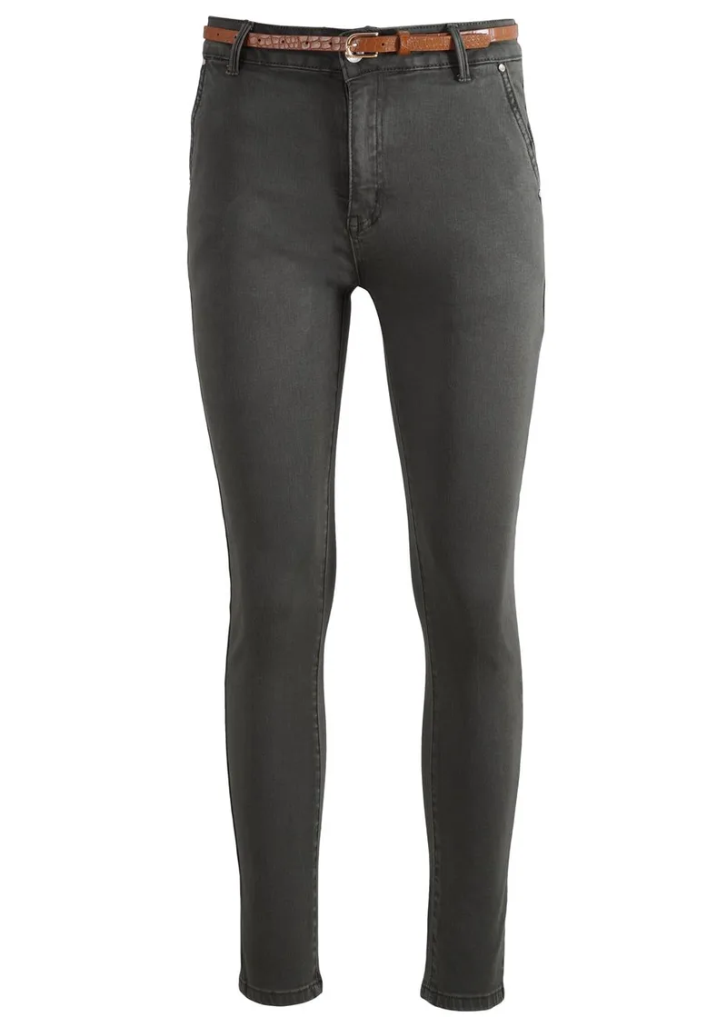 Γυναικείο παντελόνι push-up ελαστικό γραμμή office. Timeless style ΧΑΚΙ