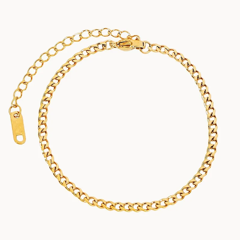 Jt Ατσάλινο χρυσό unisex βραχιόλι αλυσίδα cuban λεπτή 3.7mm Γυναικείο
