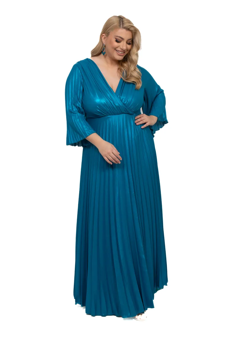 ΦΟΡΕΜΑ PLUS SIZE ΜΑΚΡΥ ΠΛΙΣΕ ΜΕΤΑΛΙΖΕ ΠΕΤΡΟΛ
