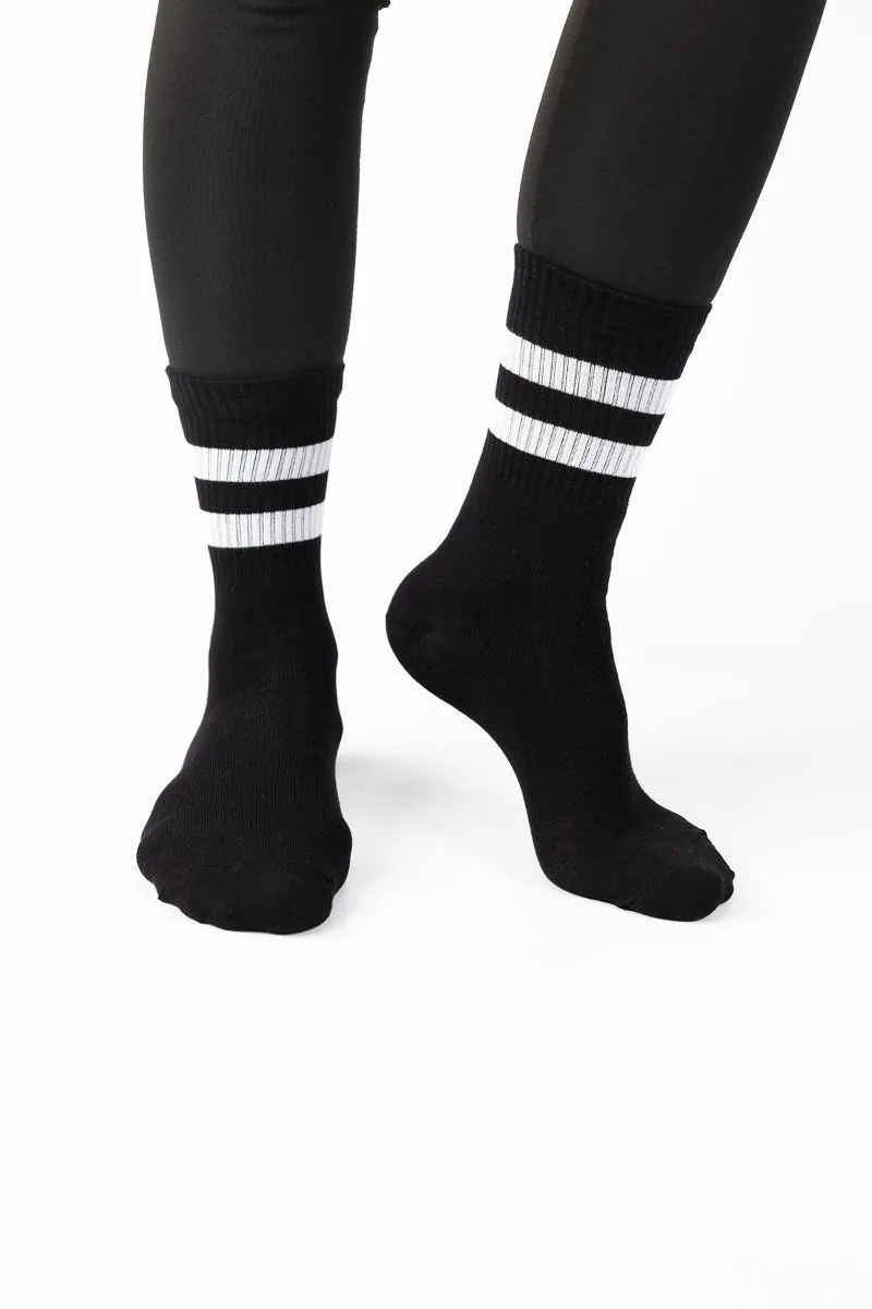 Γυναικείες casual κάλτσες White Stripes Βαμβακερές Design 50128 Μαύρο