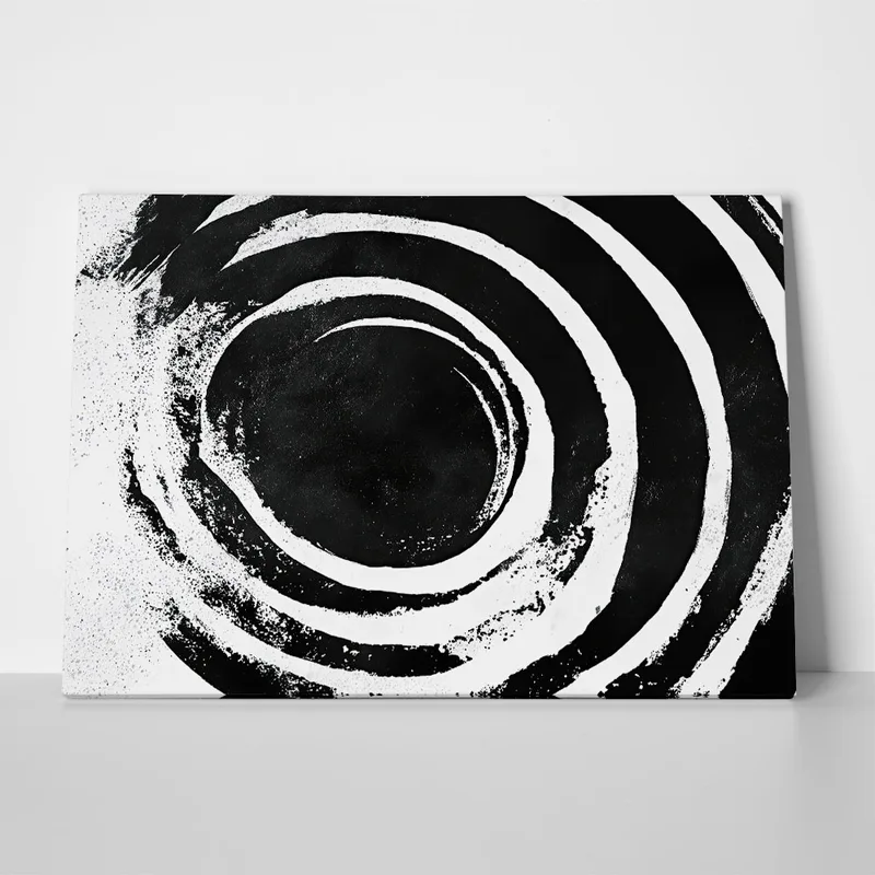 Πίνακας σε Καμβά BOHO BLACK & WHITE SPIRAL VORTEX