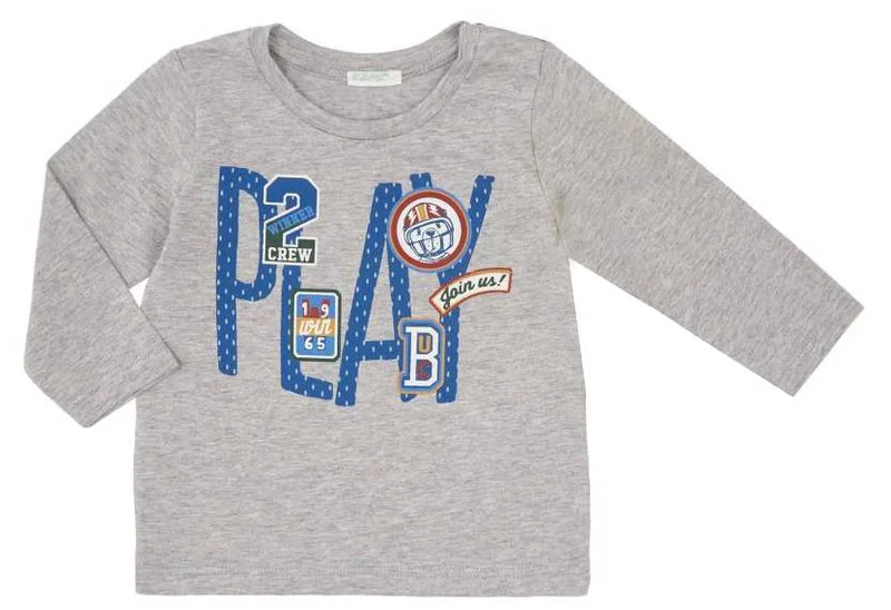 ΜΑΚΡΥΜΑΝΙΚΗ ΜΠΛΟΥΖΑ BENETTON CASUAL ΓΚΡΙ (62 CM)-(3-6 ΜΗΝΩΝ)
