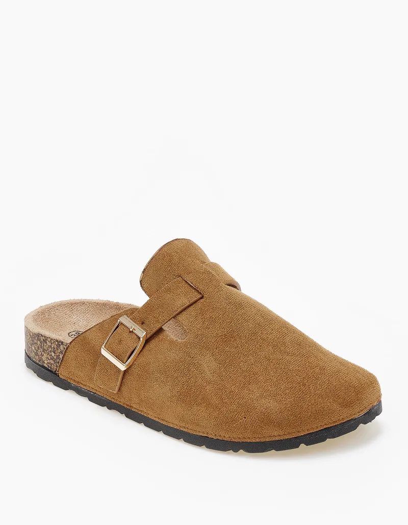 Γυναικεία σαμπό flatform με suede υφή - Κάμελ