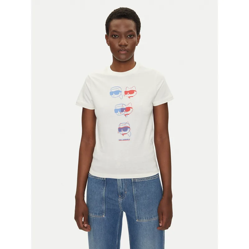 KARL LAGERFELD T-Shirt A2W17112 Εκρού Regular Fit