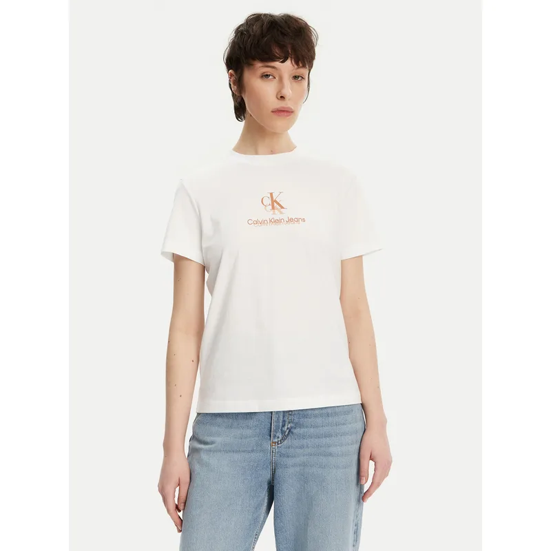 Calvin Klein Jeans T-Shirt Shadow Graphic J20J225545 Λευκό Regular Fit