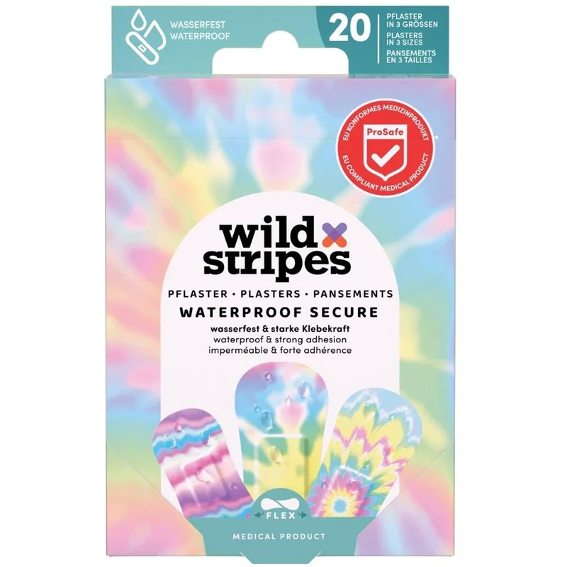 Wild Stripes Waterproof Rainbow Plasters Υποαλλεργικά Αυτοκόλλητα Επιθέματα για την Κάλυψη & Προστασία Μικρών Πληγών Φιλικά με την Επιδερμίδα για Βέλτιστη Επούλωση 20 Τεμάχια