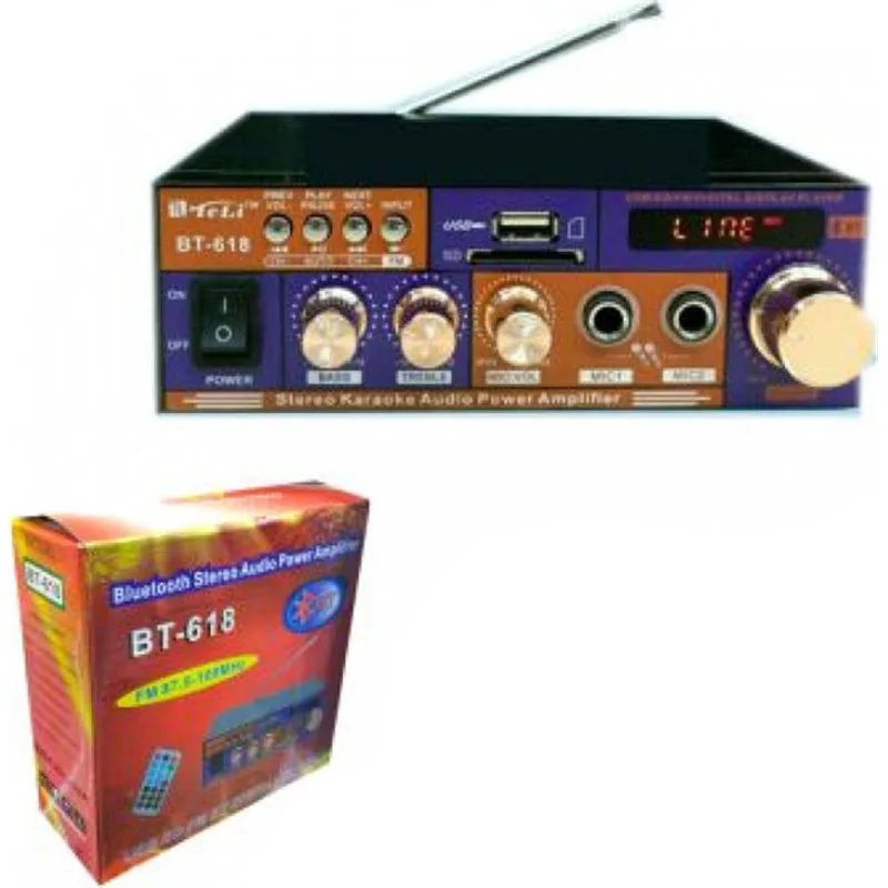 Ενισχυτής με λειτουργία Karaoke Mini Teli BT-618 σε Μαύρο Χρώμα