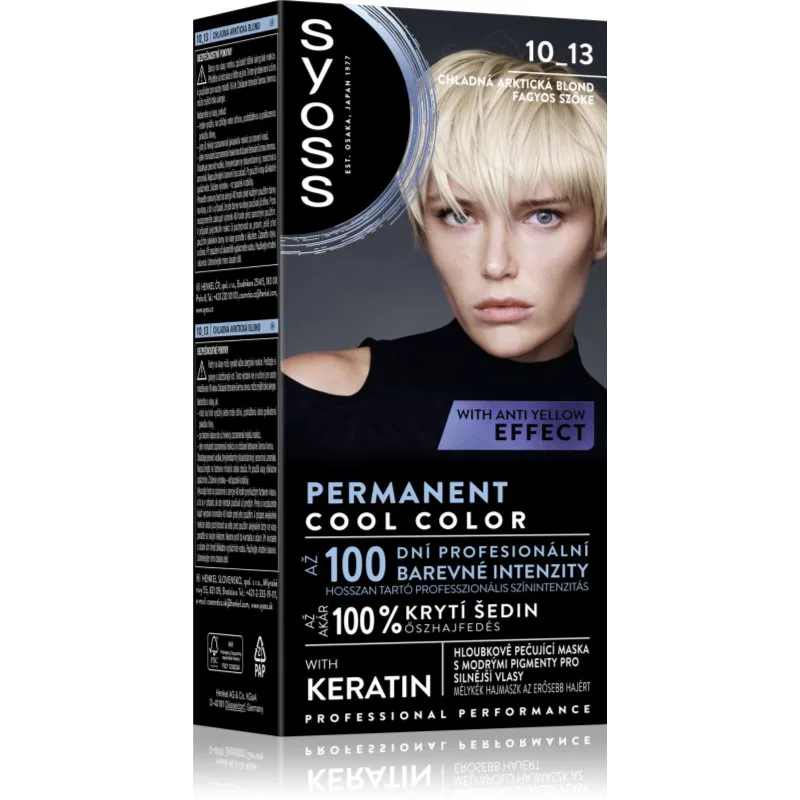 Syoss Permanent Cool Color μόνιμη βαφή μαλλιών με ψυχρούς υποτόνους απόχρωση 10_13 Arctic Blond 1 τμχ