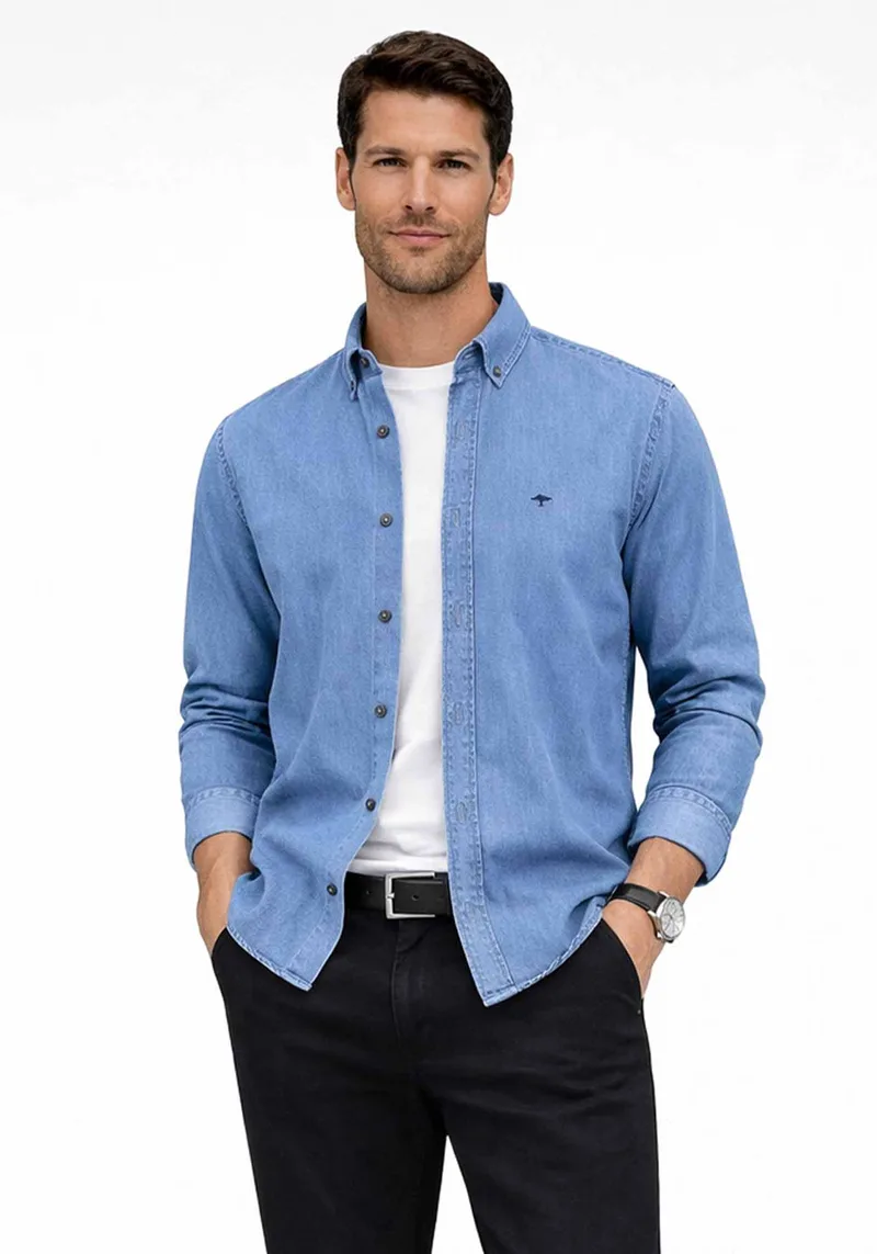 Fynch Hatton Πουκάμισο Denim - 1602 8030 604 Crystal Blue