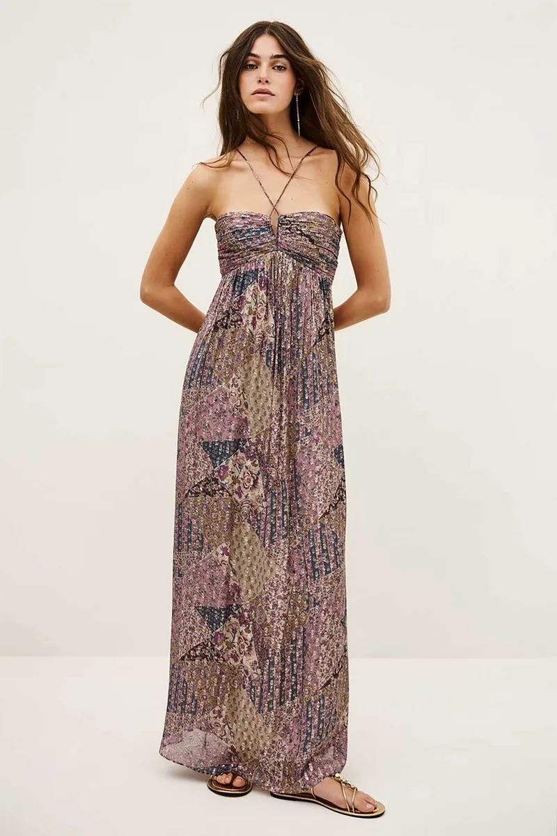 ba&sh γυναικείο maxi φόρεμα με all-over print "Pietra" - PIETE26 Ροζ