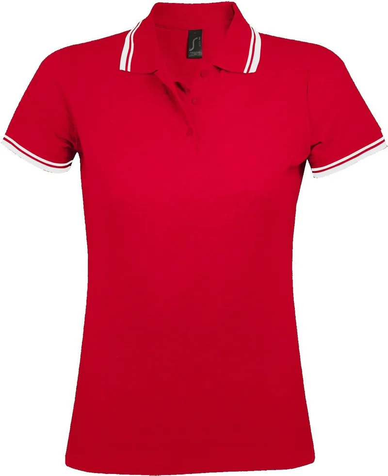 Γυναικείο πόλο πικέ Pasadena Women SOLS 00578 Red/White