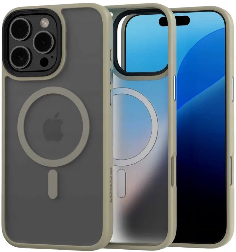 Θήκη iPhone 16 Pro Max Spacecase Hybrid MagSafe Σκληρή Ημιδιάφανη με MagSafe - Desert Titanium (5905719112035)