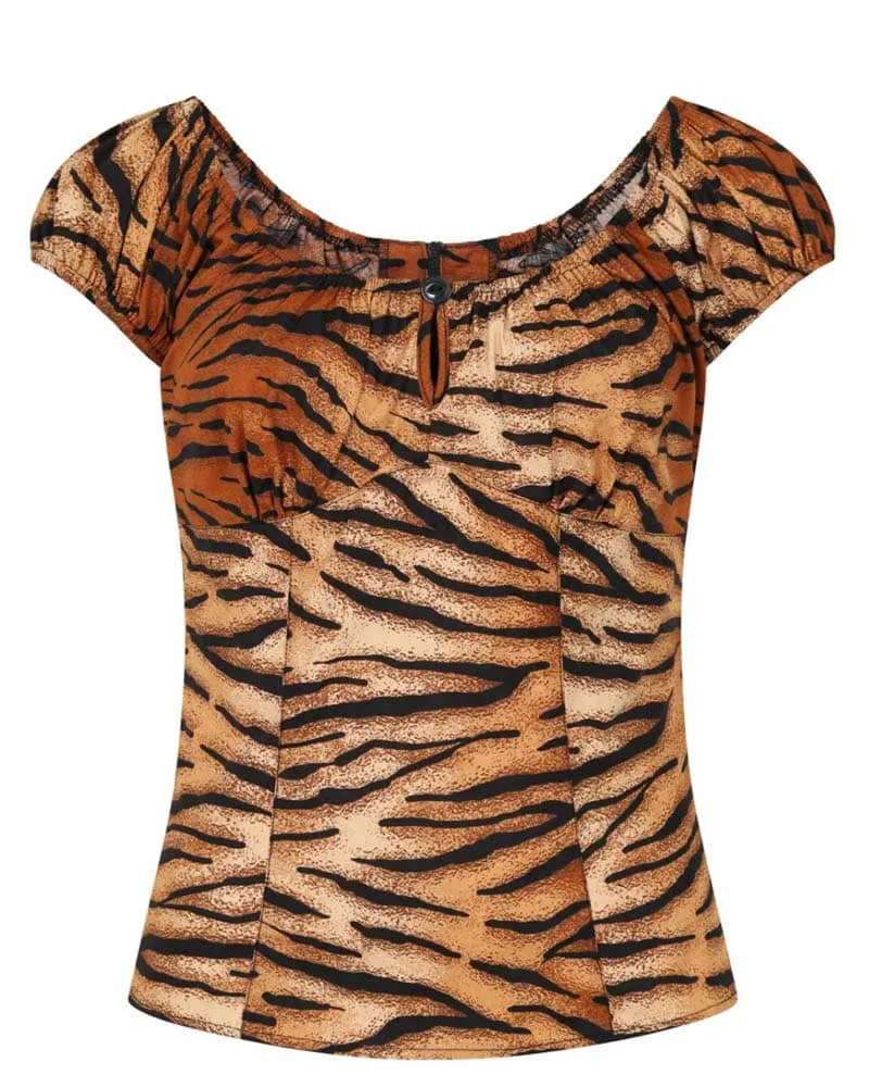 vintage cotton 50s rockabilly top Tiger lover