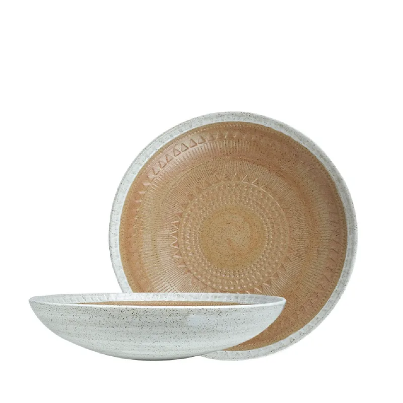 Σαλατιέρα Stoneware Ανάγλυφη Aztec Brown ESPIEL 28,3x6,4εκ. ZAT110K2 (Χρώμα: Καφέ, Υλικό: Stoneware) - ESPIEL - ZAT110K2