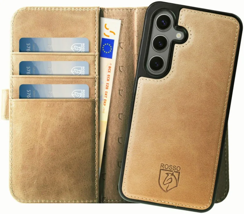 Θήκη Samsung Galaxy S24 FE Κόκκινο Elite Δερμάτινο Πορτοφόλι με MagSafe - Light Brown (8719246459610)