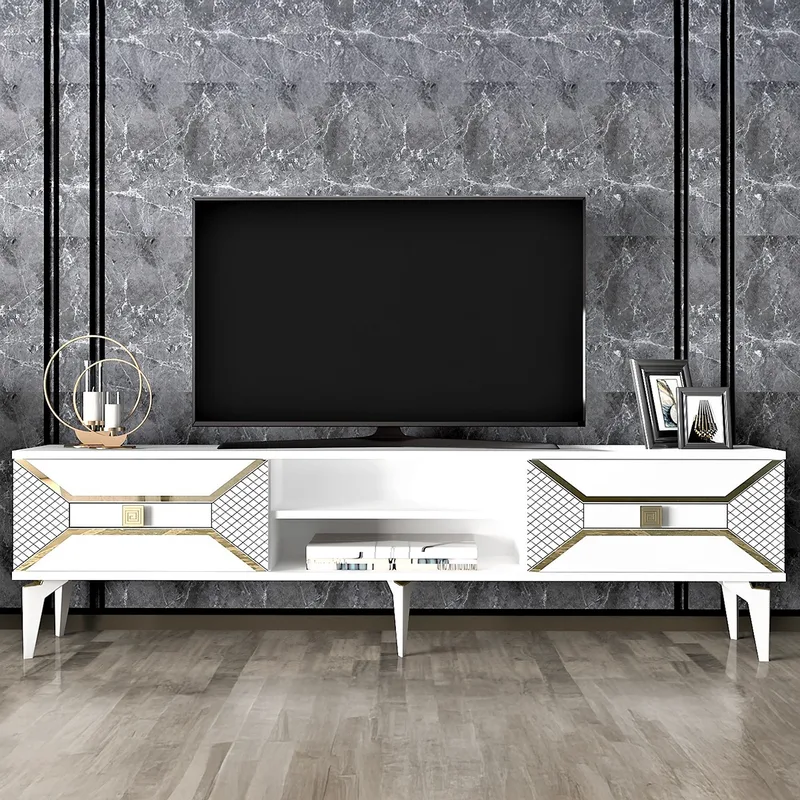 Βάση Τηλεόρασης Yumedi - White, Χρυσό 475Olv1160 (150x50x30)