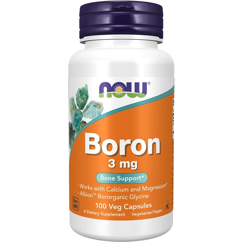 Now Foods Boron 3mg Συμπλήρωμα Διατροφής Ιχνοστοιχείου Βορίου για Υποστήριξη της Δομής & της Ανθεκτικότητας των Οστών 100Veg.caps