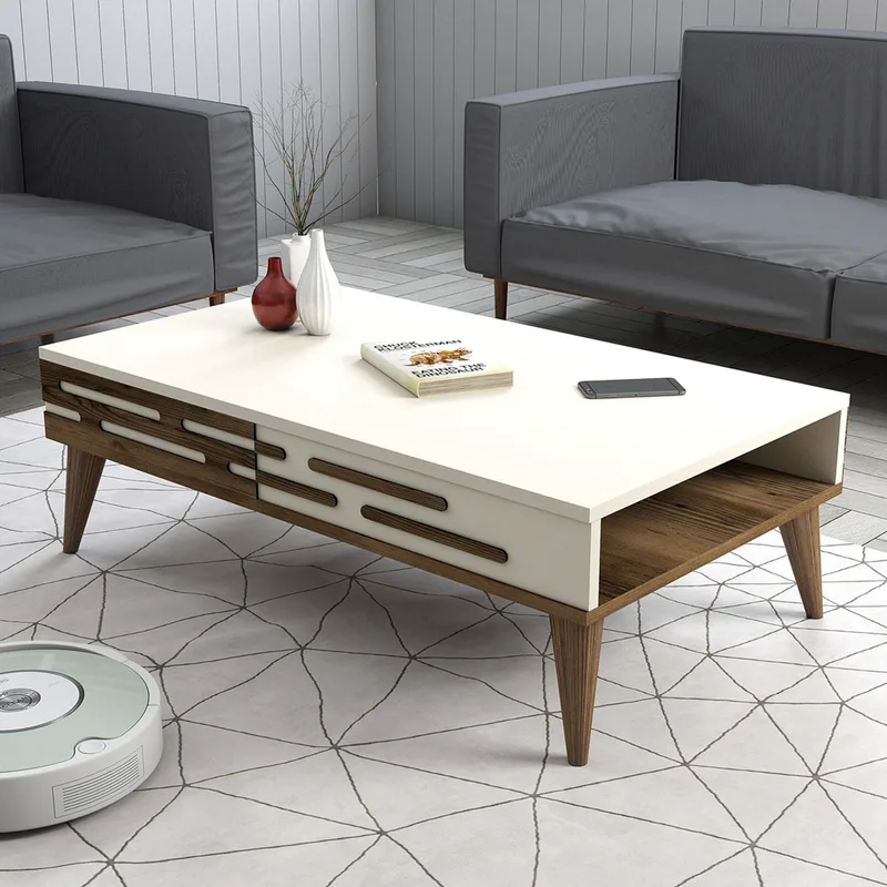 Τραπεζάκι Σαλονιού Valensiya - Walnut, Cream 845Hct5360 105x60x34,6 cm