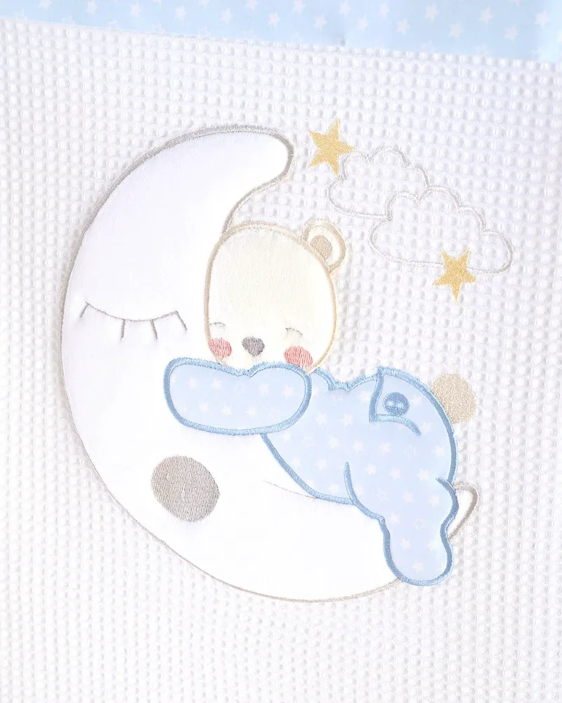 Κουβέρτα Πικέ Κούνιας Rythmos Moon Swing Σιελ 120x150