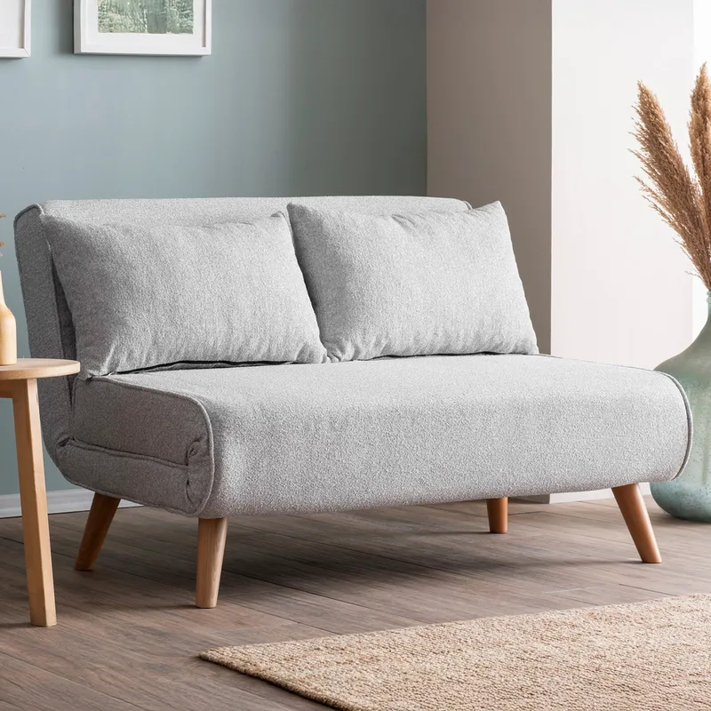 Διθέσιος Καναπές-Κρεβάτι Folde 2-Seater - Teddy Fabric - Grey 859Ftn2833 (120x42x80)