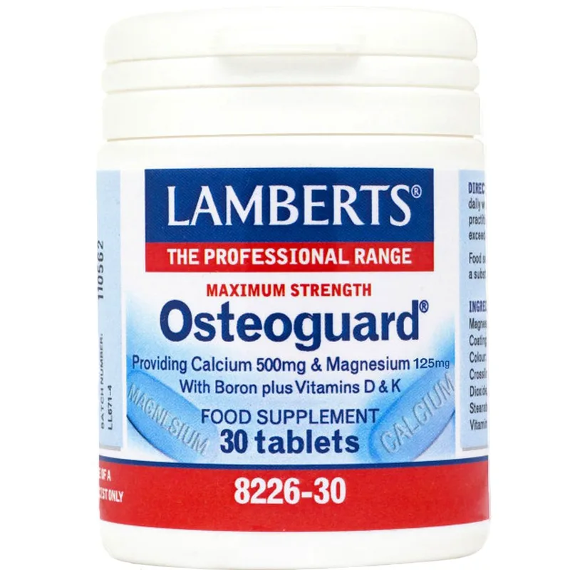 Lamberts Osteoguard Calcium, Magnesium & Boron Plus Vitamins D3 & K2 Συμπλήρωμα Διατροφής με Ασβέστιο, Μαγνήσιο & Βόριο με Βιταμίνες D3 & K2 για την Ενίσχυση & Συντήρηση των Οστών σε Γυναίκες Κατά την Εμμηνόπαυση 30tabs
