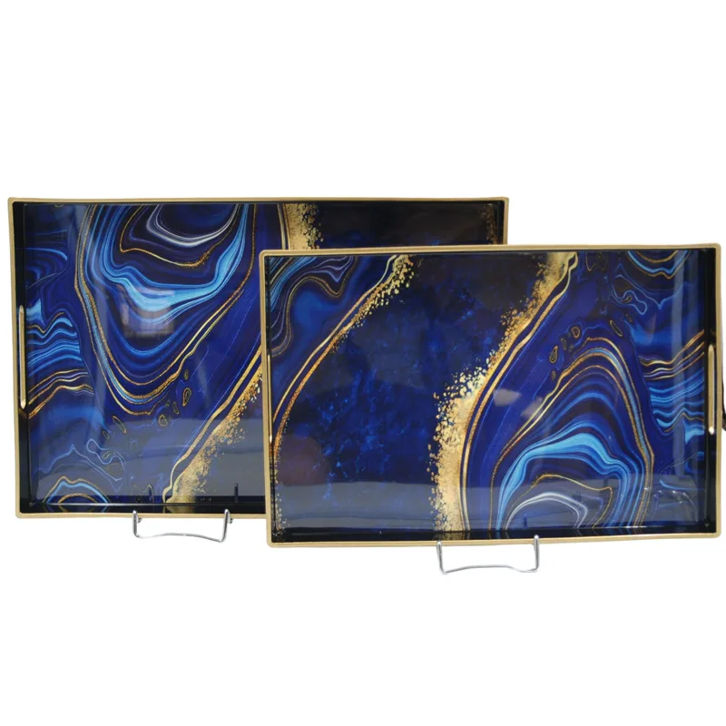 Δίσκος Σερβιρίσματος Σετ 2τμχ Polyester Μπλε 46x30x4εκ.- 39,5x26x3,5εκ. Royal Art INX4/007B (Υλικό: Polyester, Χρώμα: Μπλε) - Royal Art Collection - INX4/007B