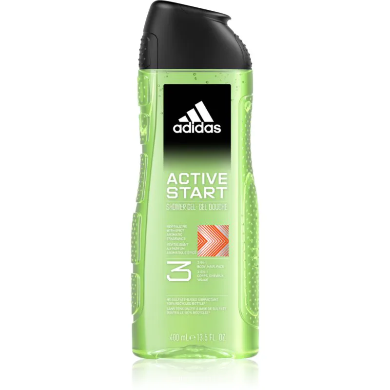 Adidas 3 Active Start τζελ για ντους για άντρες 400 ml