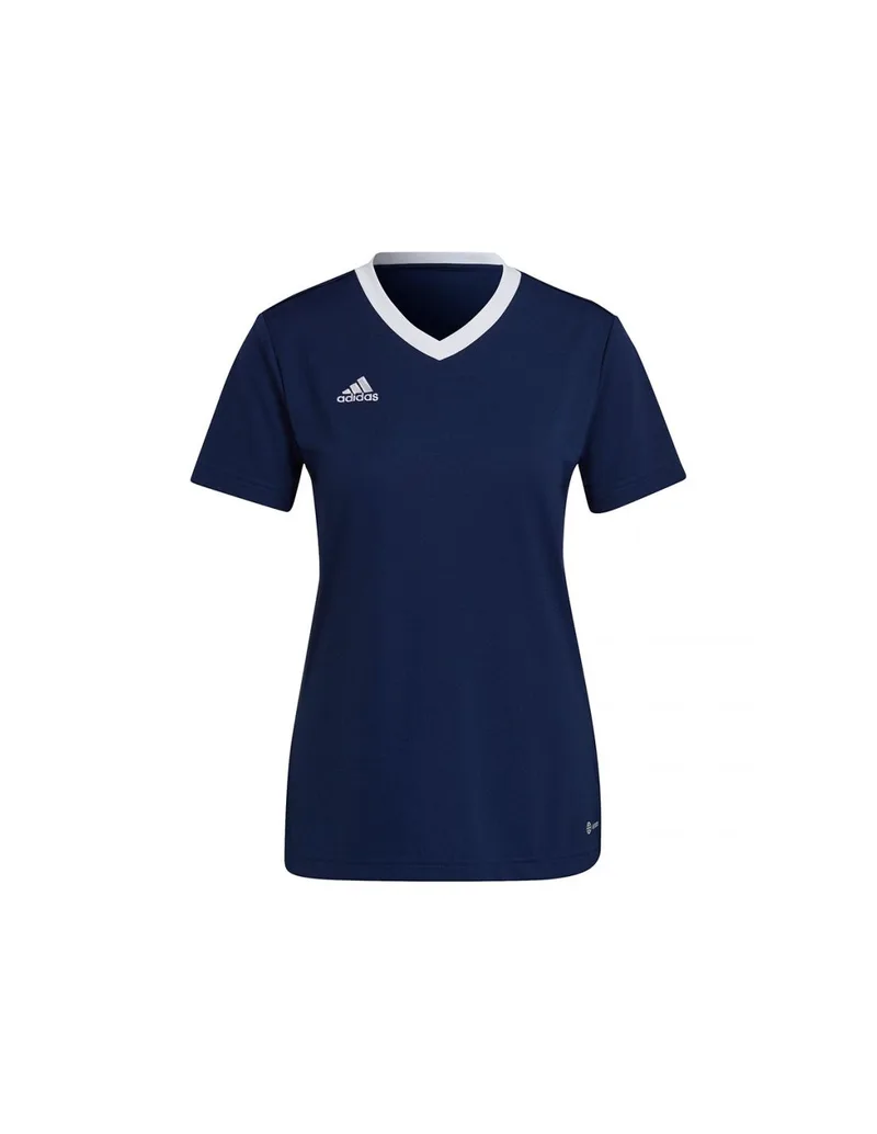 Adidas Entrada 22 Γυναικείο Αθλητικό T-shirt Fast Drying με V Λαιμόκοψη Navy Μπλε H59849
