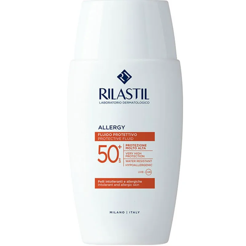 Rilastil Allergy Protective Fluid Spf50+ Λεπτόρρευστο Προστατευτικό Γαλάκτωμα Προσώπου & Σώματος, Πολύ Υψηλής Αντηλιακής Προστασίας, Κατάλληλο για Ευαίσθητες με Τάση Αλλεργίας 50ml