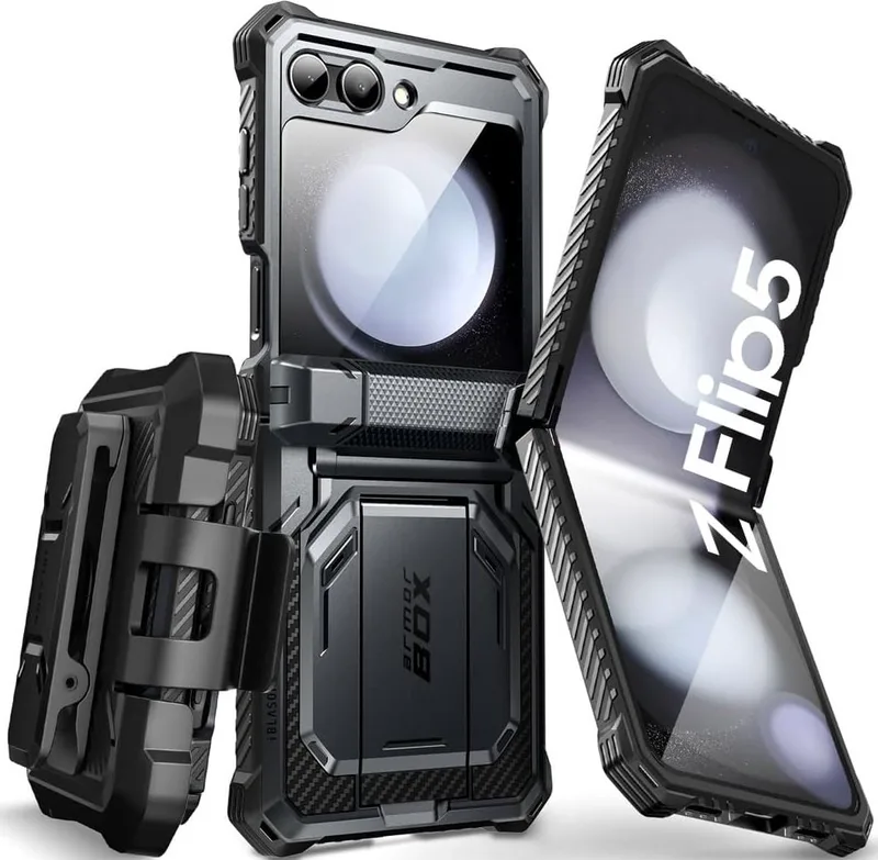 Θήκη Samsung Galaxy Z Flip5 Supcase i-Blason Armorbox Ανθεκτική με Κλιπ Ζώνης & Kickstand - Black (843439124042)