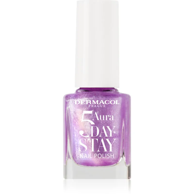 Dermacol 5 Day Stay Aura βερνίκι νυχιών μακράς διαρκείας με λάμψη μαργαριταριών απόχρωση 70 Amethyst 11 ml