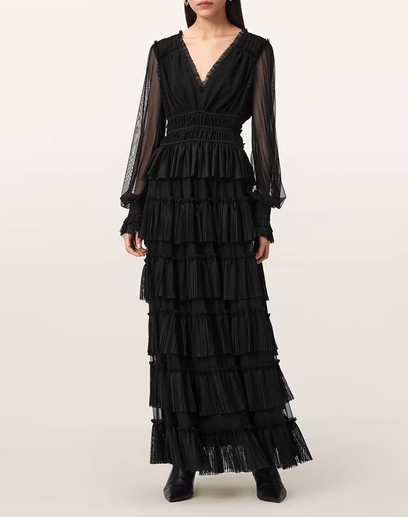 ALL SAINTS XANTARA DRESS W029DD-BLACK Black