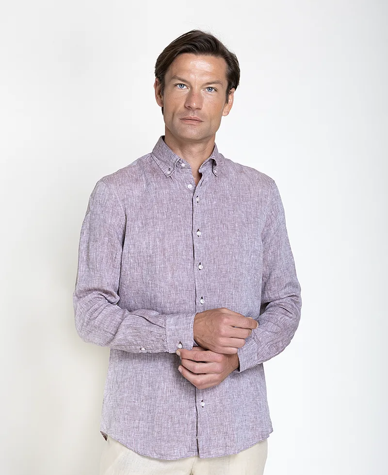 Vardas Ανδρικό Λινό Πουκάμισο Με Button Down Γιακά Modern Fit Για Smart Casual Εμφανίσεις