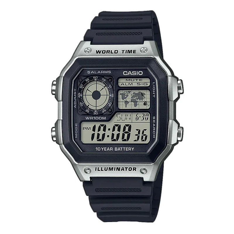 CASIO Standard Digital Black Rubber Strap AE-1200WH-1CVEF