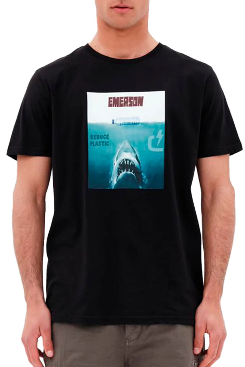 Μπλούζα Κοντομάνικη Emerson Με Τύπωμα Reduce Plastic 221.EM33.51-BLACK Ανδρικό
