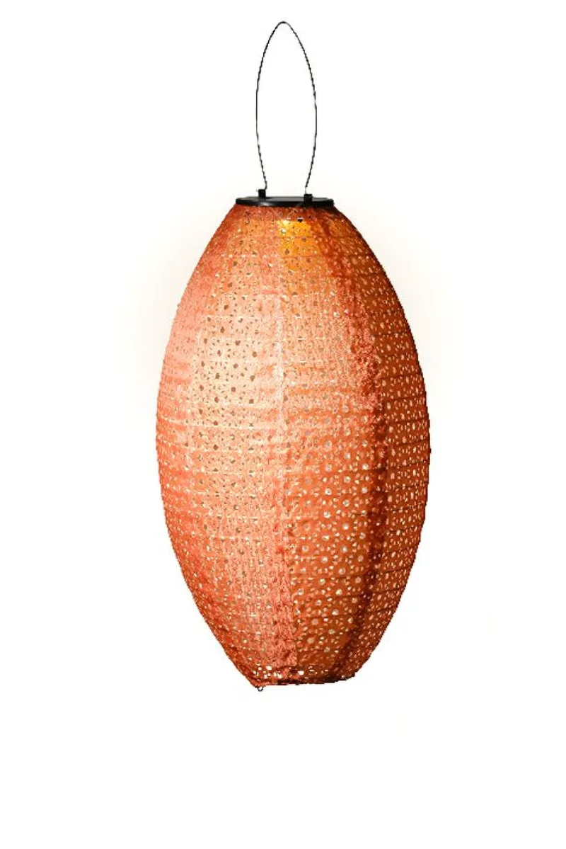 Ηλιακο Φωτιστικο Φαναρι Σε Οβαλ Σχημα 38Cm 23x23x38cm Πορτοκαλί Kaeming
