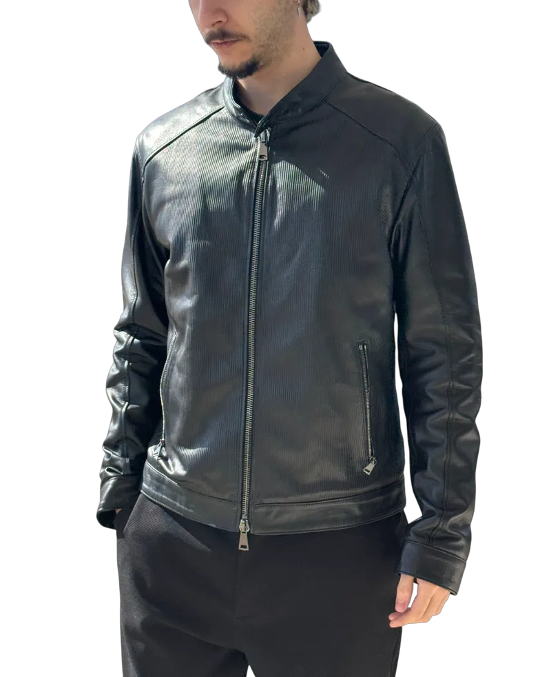 Ανδρικό Δερμάτινο Μπουφάν Μαύρο Maffei 41235D-NERO