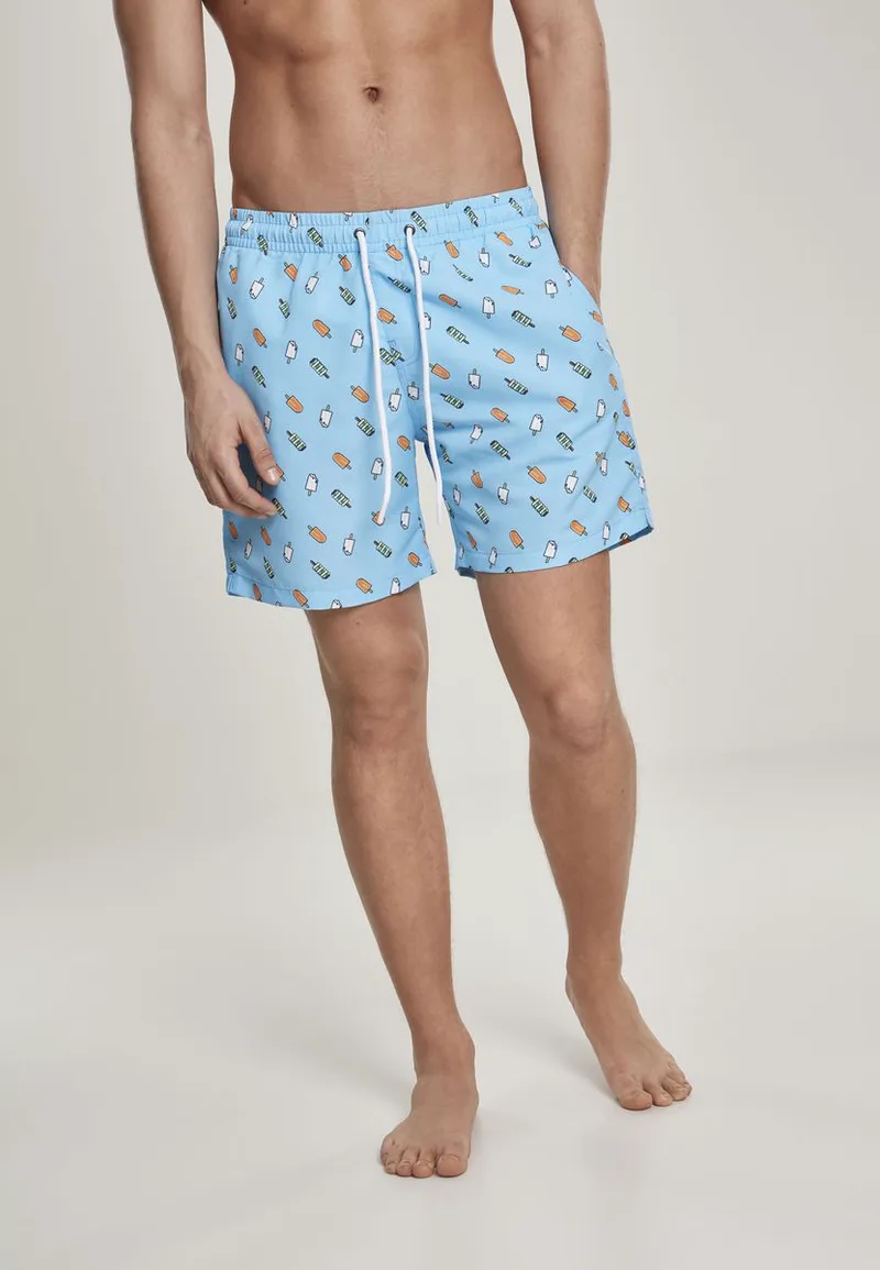 Μαγιό TB2679 Urban Classics PatternSwim Black/White Light Blue/Ice
