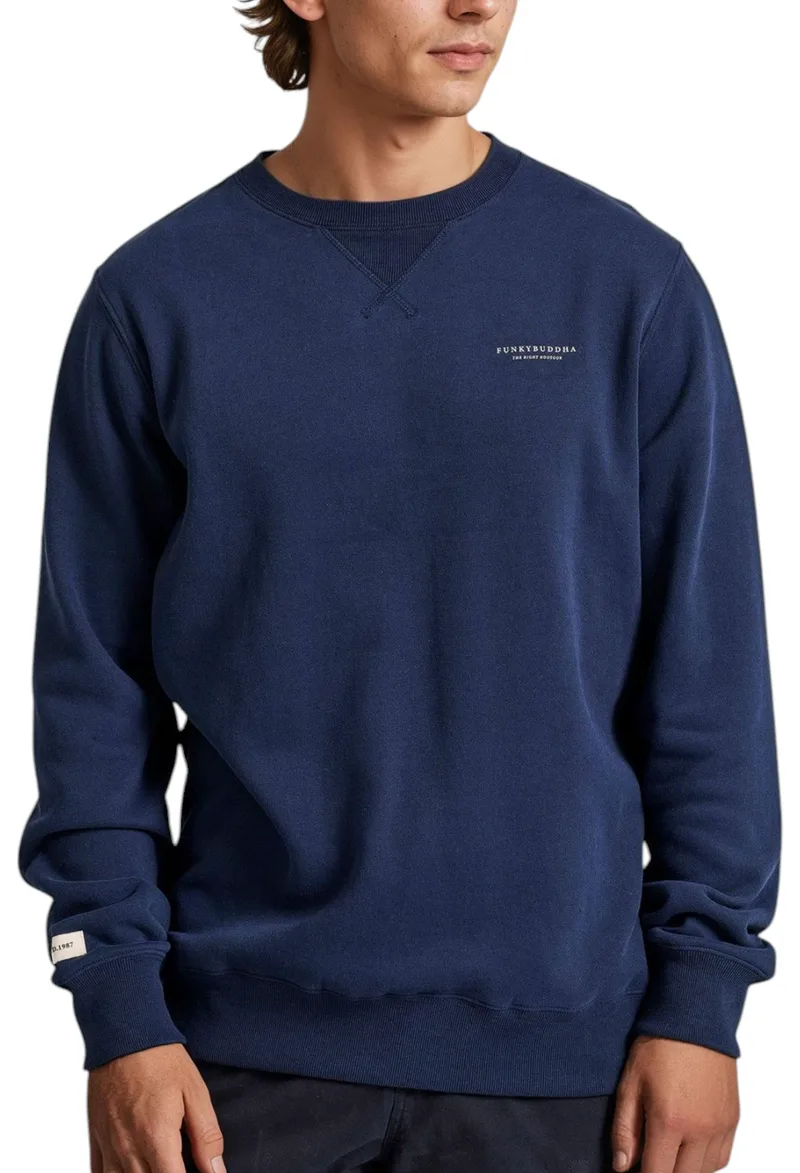 Μπλούζα Μακρυμάνικη Funky Buddha Crew Neck - The Essentials FBM010-003-06-NAVY Ανδρικό