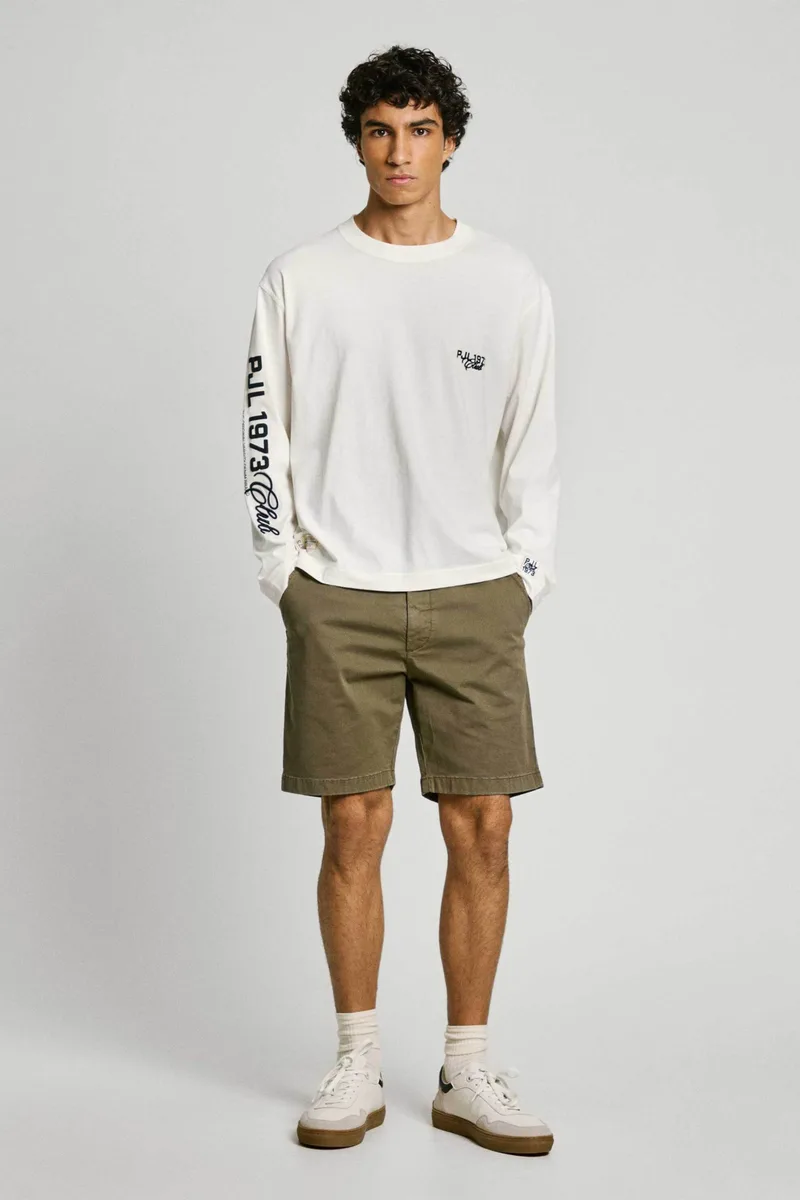Pepe Jeans ανδρική βερμούδα chino Regular Fit - PM801181 Λαδί