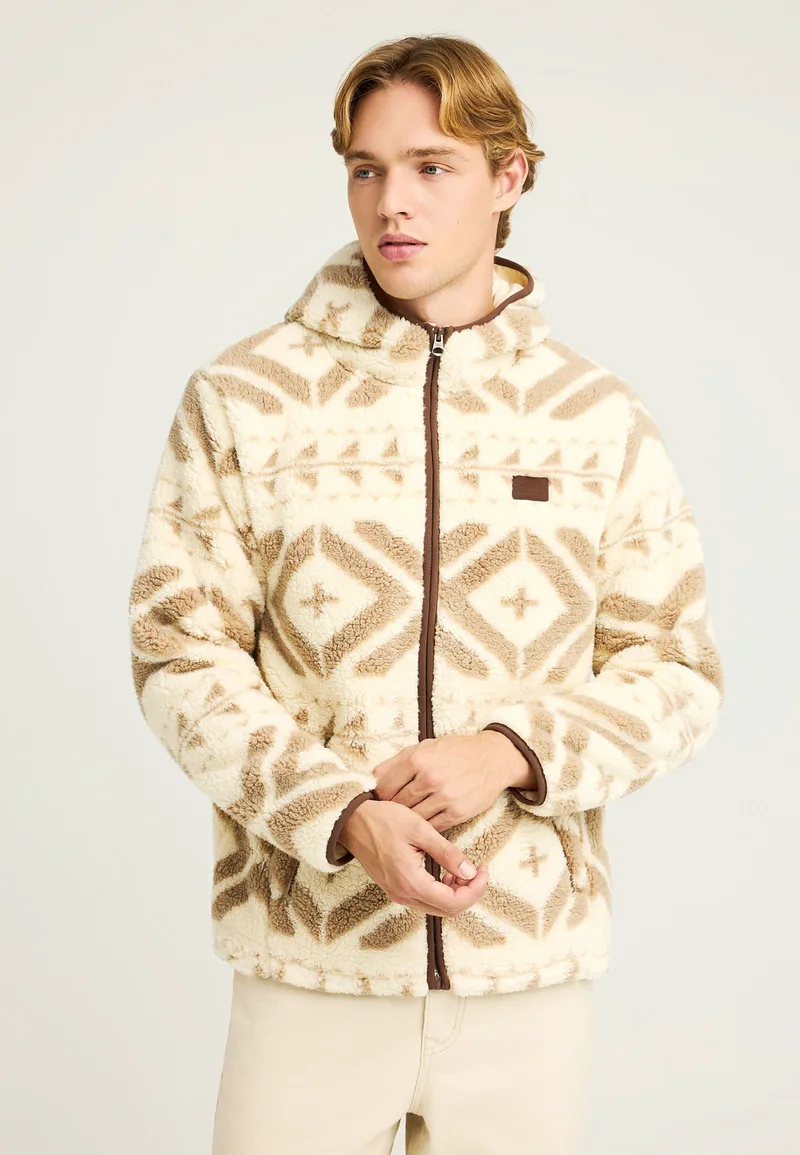 Oversized fleece ζακέτα φούτερ και τσέπες με φερμουάρ