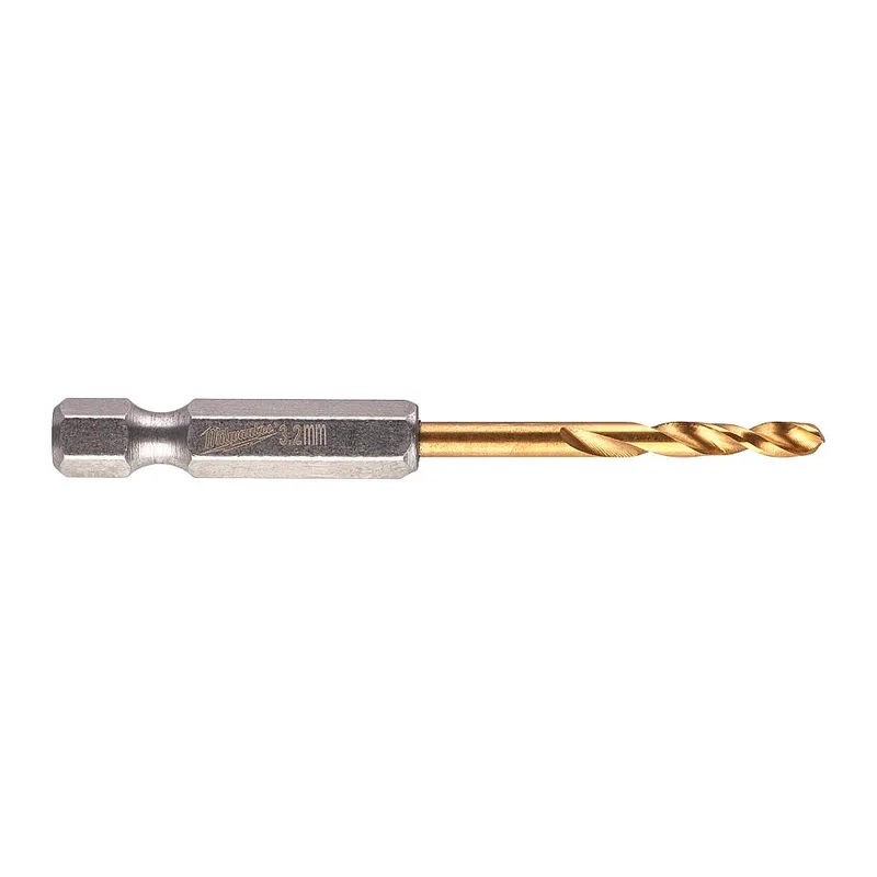 Τρυπάνι Αέρος Τιτανίου 1/4" Φ3.2mm MILWAUKEE HSS-G TIN RED HEX Σετ 2Τμχ