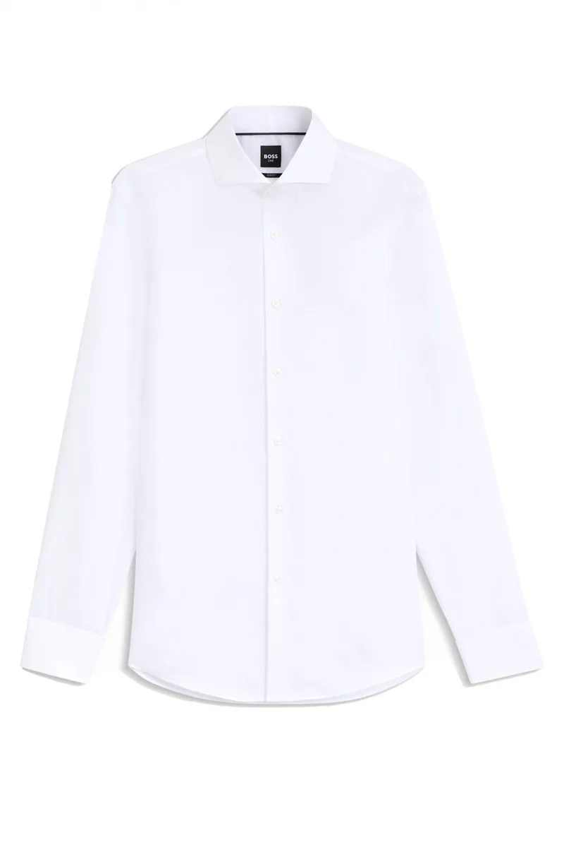 BOSS ONE ΠΟΥΚΑΜΙΣΟ ΜΙΚΡΟΣΧΕΔΙΟ SLIM FIT H-HANK-SPR-B1-C1-253 ΛΕΥΚΟ